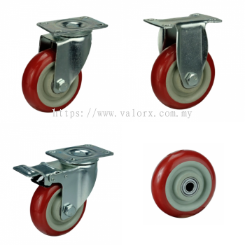 Red PU Castor Wheel (Medium Duty)