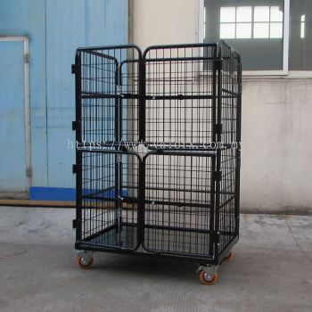 4 DOOR WORKTAINER / ROLL CAGE TROLLEY / LOGISTIC CART / CAGE NETTING HIGH COVERED TROLLEY / EXPRESS COURIER PARCEL MATERIAL HANDLING EQUIPMENT