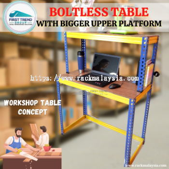 Boltless Table Rack Meja Rak Double Layer Multipurpose Table Home Table / Meja Komputer / Meja Serbaguna (BIG)