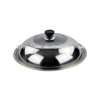 Stainless Steel Wok Lid Cover (with Glass Lid Window)