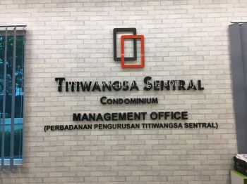 EG BOX UP AND 10 MM THICK ACRYLIC CUT OUT SIGNAGE (TITIWANGSA SENTRAL MANAGEMENT OFFICE, KL, 2019)