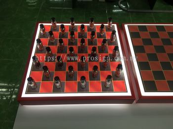 ACRYLIC CHESS BOARD WITH LED LIGHT (REKA, BATU CAVES, 2019)