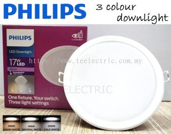 (3 IN 1) PHILIPS 6" SCENE SWITCH 3 COLOUR LED DOWNLIGHT 17W TIGA COLOR LAMPU LED