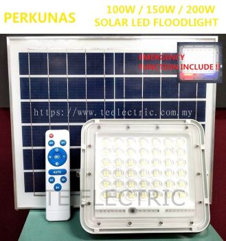 PERKUNAS 100W / 200W / 300W / 400W SOLAR LED FLOODLIGHT (WITH RED BLUE WARNING LIGHT) LAMPU OUTDOOR SOLAR