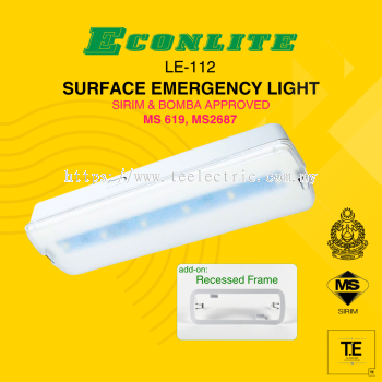 LE-112 Econlite Emergency Light (Sirim &amp; Bomba Approved) | IP-20 | MS 619 &amp; MS 2687