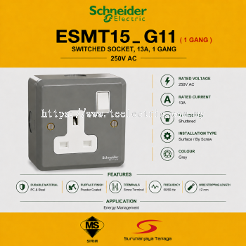 SCHNEIDER CLIPSAL METAL CLAD 13A / 2 X 13A / 15A / 1GANG / 2GANG / 3GANG / 4GANG SWITCHES SOCKET OUTLET BESI