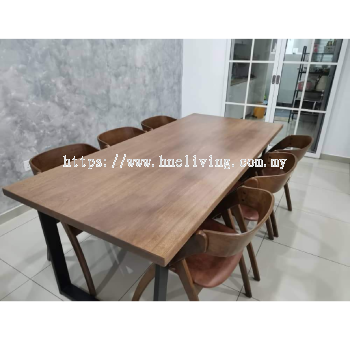 Solid Meranti Wood Dining Table Only (Coffee Brown) 6FT / 7FT / 8FT