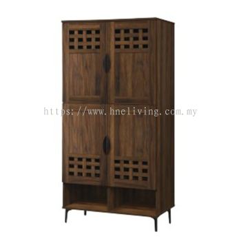 Square Shoe Cabinet (4 Door) - Walnut