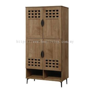 Square Shoe Cabinet (4 Door) - Oak