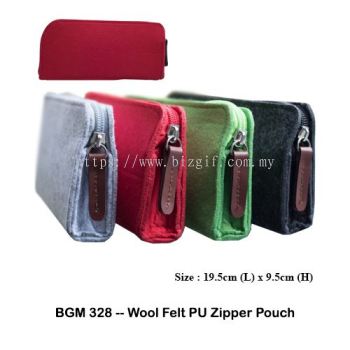 BGM328 -- Wool Felt PU Zipper Pouch