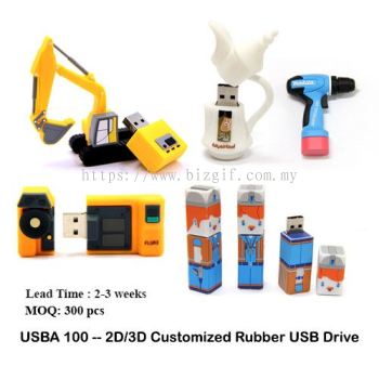 USBA100 -- 2D _ 3D Customized Rubber USB Thumb Drive