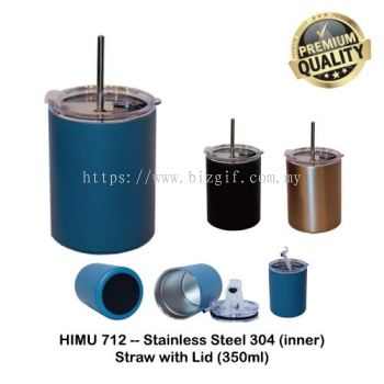 HIMU712 -- Stainless Steel 304 Straw with lid Mug (Inner) (350ml)