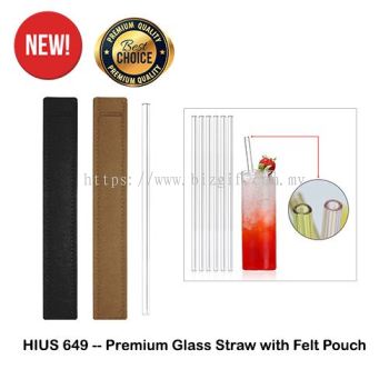 HIUS649 -- Premium Glass Straw with Felt Pouch