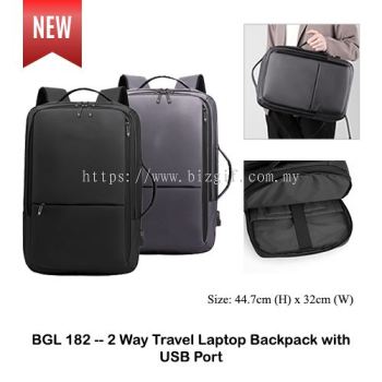 BGL182 -- 2 Way Travel Laptop Backpack with USB port