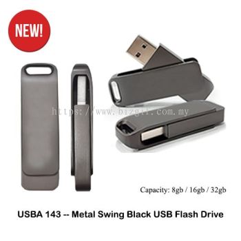 USBA143 -- Metal Swing Black USB Flash Drive