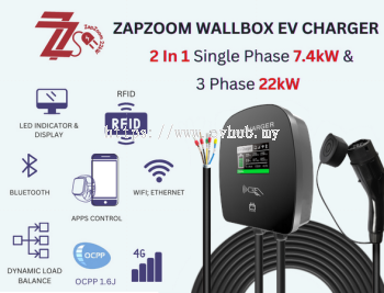 ZapZoom Plus 22kW AC Charger - Universal Type 2