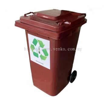 240L Brown Recycle Mobile Garbage Bin (Glass)