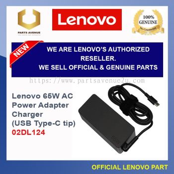 02DL124 Lenovo 65W AC Power Adapter Charger 3-Pin Plug USB Type-C tip