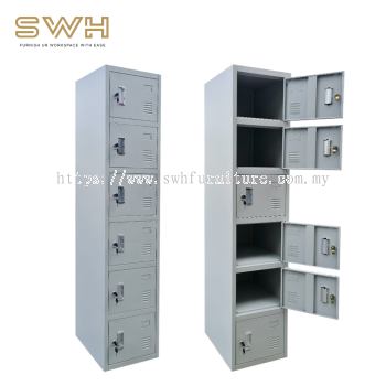 6 Compartment Heavy Duty Metal Steel Locker Loker Besi  Asrama Sekolah Kilang Cabinet Askar Goverment Approve - Penang Metal Locker Supplier