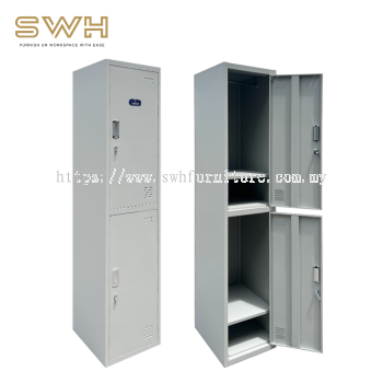 2 Compartment Heavy Duty Steel Metal Locker Loker Besi Asrama Sekolah Kilang Cabinet Askar GOverment Approve - Penang Metal Locker Supplier