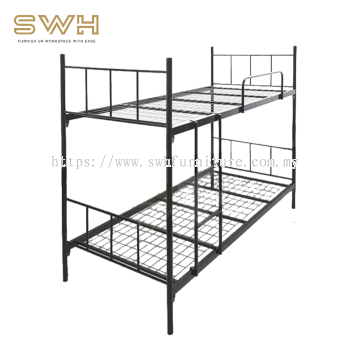 Double Decker Metal Bedframe Heavy Duty for College School Asrama Pekerja