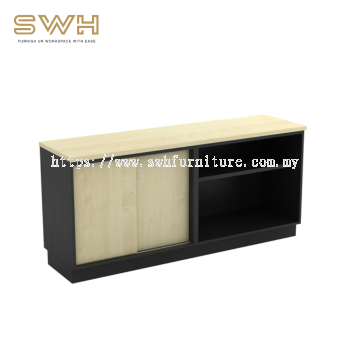 Open Shelf + Sliding Door Low Cabinet | Office Furniture Penang