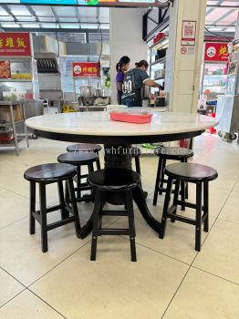 Solid Wood Marble Kopitiam Table Stool | Solid Wood Cafe Furniture | Restaurant Furniture | Table and Chairs | Cafe Furniture | Penang | KL | Cheras | Ampang | Ulu Tiram | Johor Bahru | Taiping | Ipoh | Mersing 