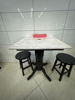 Solid Wood Marble Kopitiam Table Stool | Solid Wood Cafe Furniture | Restaurant Furniture | Table and Chairs | Cafe Furniture | Penang | KL | Cheras | Ampang | Ulu Tiram | Johor Bahru | Taiping | Ipoh | Mersing 
