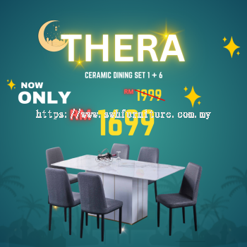 PROMOSI RAYA ! WL THERA Ceramic 1+6 Dining Set | Dining Room Furniture