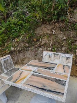 Marble Slab Stone Table And Bench | Outdoor Stone Concrete Table Bench | Kerusi Meja Batu Sesuai Untuk Tujuan Derma | KL | MBSP | Majlis Perbandaran | Kulim | Lunas | Sp