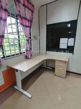 L Shape Executive Manager Office Table | Meja Guru Pejabat Bentuk L | Office Chair Medium Back | Kerusi Pejabat Beroda Cikgu | Modern 3 Seater Office Sofa | Office Furniture | Penang | KL | Perak | Kedah | Pahang | Perlis | Melaka | 