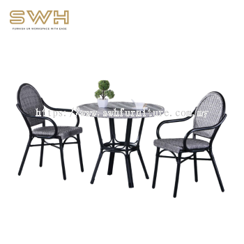 PE Rattan Table and Chair (1 + 2) | Outdoor Furniture