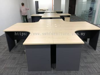 4 Person Office Workstation Cluster Desk with Mobile Pedestal Drawers | Commercial Office Furniture Malaysia | L Shape Office Table Workstation | Penang, Sungai Petani, Kulim, Lunas, Bayan Lepas, Prai