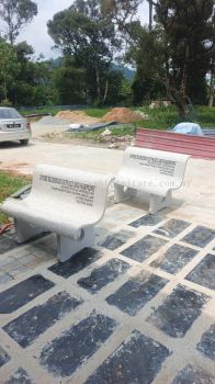 Outdoor Stone Bench | Concrete Bench | Kerusi Batu Konkrit Berserta Tulisan Sticker | Stone Bench with Custom Lettering | Memorial Concrete Bench | Outdoor Furniture Supplier Penang -  Deliver Georgetown, Kulim, Ipoh Perak, KL, Puchong, Shah Alam, Cheras