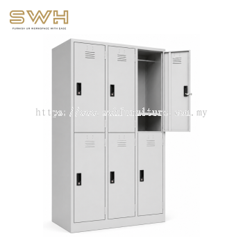 6 Compartments Steel Locker With 1 Cloth Hanging Bar & 1 Fixed Shelve At Bottom At Each Compartment