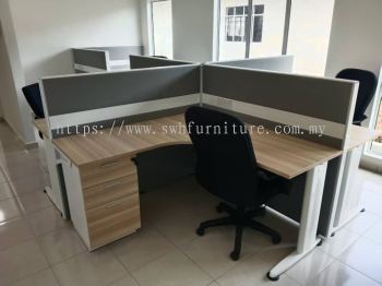 4 Person Office Workstation Cubicle | Modular Office Partition Workstation | Office Cubicle Desk Malaysia | Office Furniture Supplier Penang KL