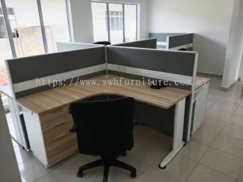 4 Person Office Workstation Cubicle | Modular Office Partition Workstation | Office Cubicle Desk Malaysia | Office Furniture Supplier Penang KL