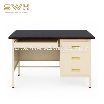 4' Single Pedestal Desk (S102/LT) | Black Linoleum Top Steel Metal Office Table