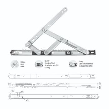 HEAVY DUTY STAINLESS STEEL FRICTION STAY - SUS 304 | EF - 22 SQUARE GROOVE - SIDE HUNG