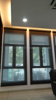 Premium Roller Blind, Transparent, Black System, Bungalow, Luxury Living.