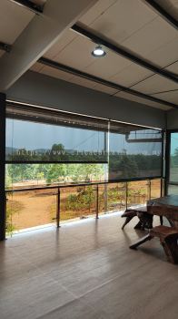 Outdoor Roller Blind/ Sunscreen Material/ Block Sun/ UV Protection/ Relaxing Area/ Black System 
