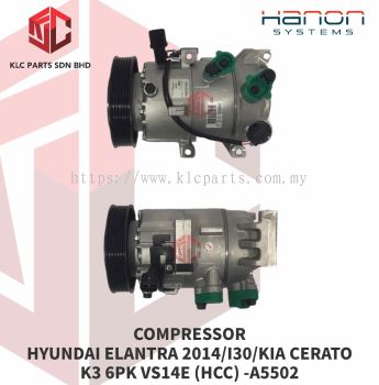 COMPRESSOR HYUNDAI ELANTRA 2014 / I30 6PK VS14E 4LEG 2PIN (HANON) 97701-A5502