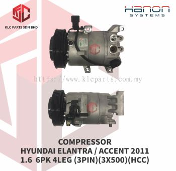 COMPRESSOR HYUNDAI ELANTRA/ACCENT 2011 1.6 6PK (3X500)(HCC)