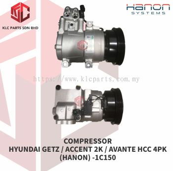 COMPRESSOR HYUNDAI GETZ/ACCENT 2K/AVANTE HCC 4PK (HANON) -1C150