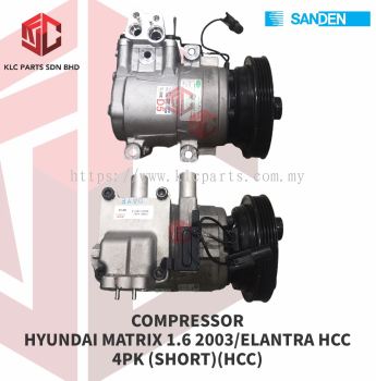 COMPRESSOR HYUNDAI MATRIX 1.6 2003/ELANTRA HCC 4PK (SHORT) (HCC)