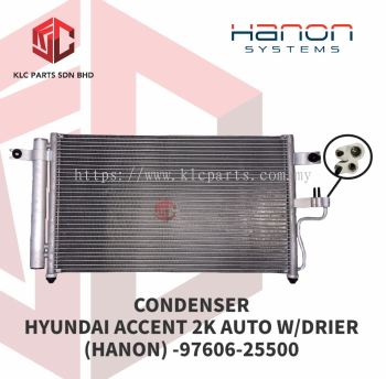 CONDENSER HYUNDAI ACCENT 2K AUTO W/DRIER (HANON) -97606-25500