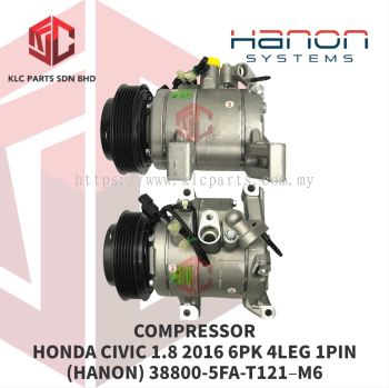 COMPRESSOR HONDA CIVIC 1.8 2016 / CRV SD 1.8 2016 6PK 4LEG 1PIN 125MM (HANON) 38800-5FA-T121-M6