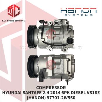 COMPRESSOR HYUNDAI SANTAFE 2.4 2014 6PK DIESEL VS18E 2PIN 129MM (4LEG)(HANON) 97701-2W550