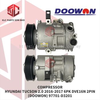 COMPRESSOR HYUNDAI TUCSON 2.0 2016-2017 6PK DVE16N 2PIN (SUCTION 6/8) 3LEG (DOOWON) 97701-D3201