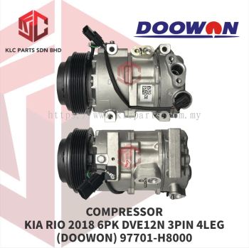 COMPRESSOR KIA RIO 2018 6PK DVE12N 3PIN 4LEG (DOOWON) 97701-H8000